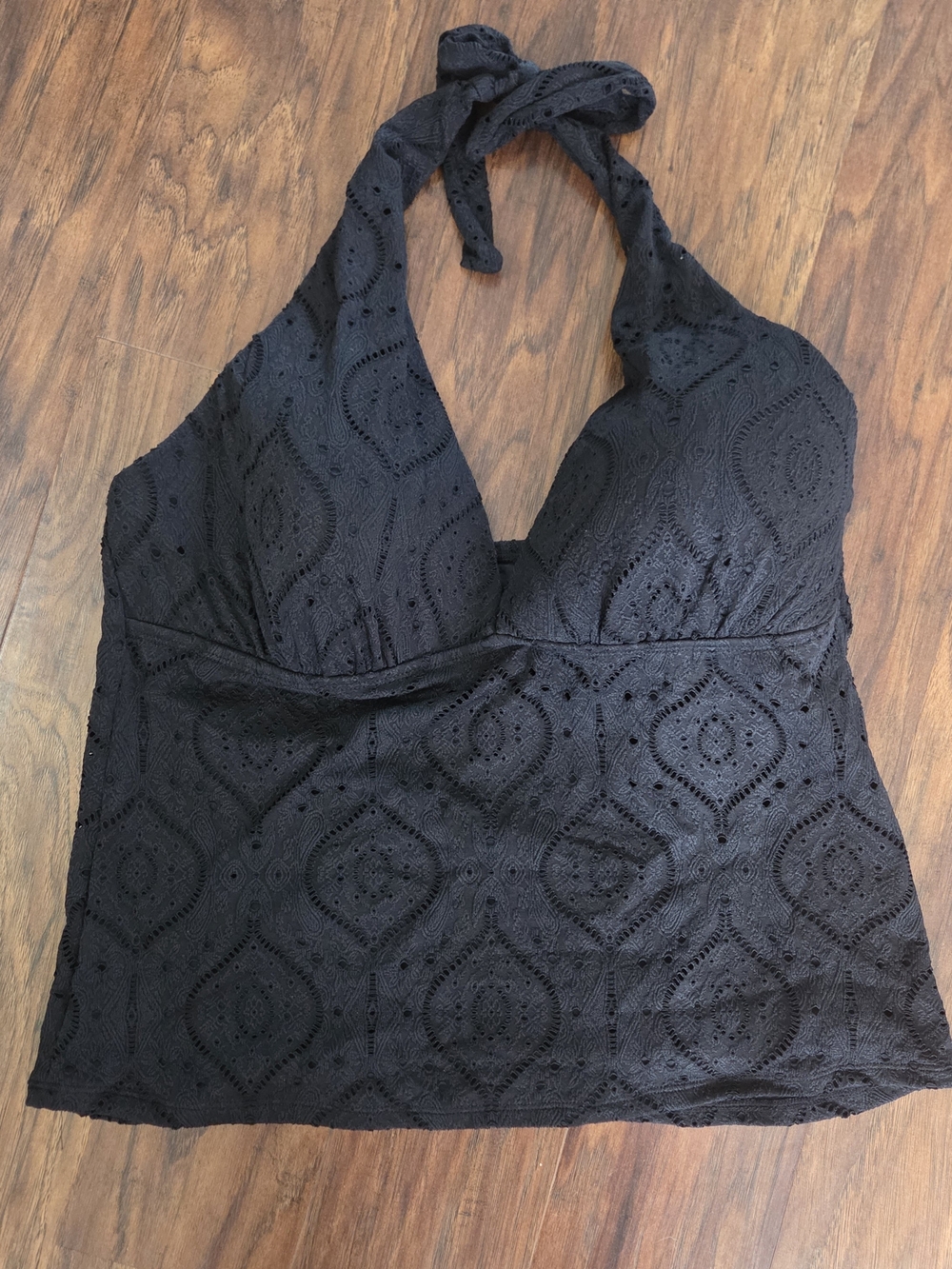 LA BLANCA  Eyelet Halter Tankini Top